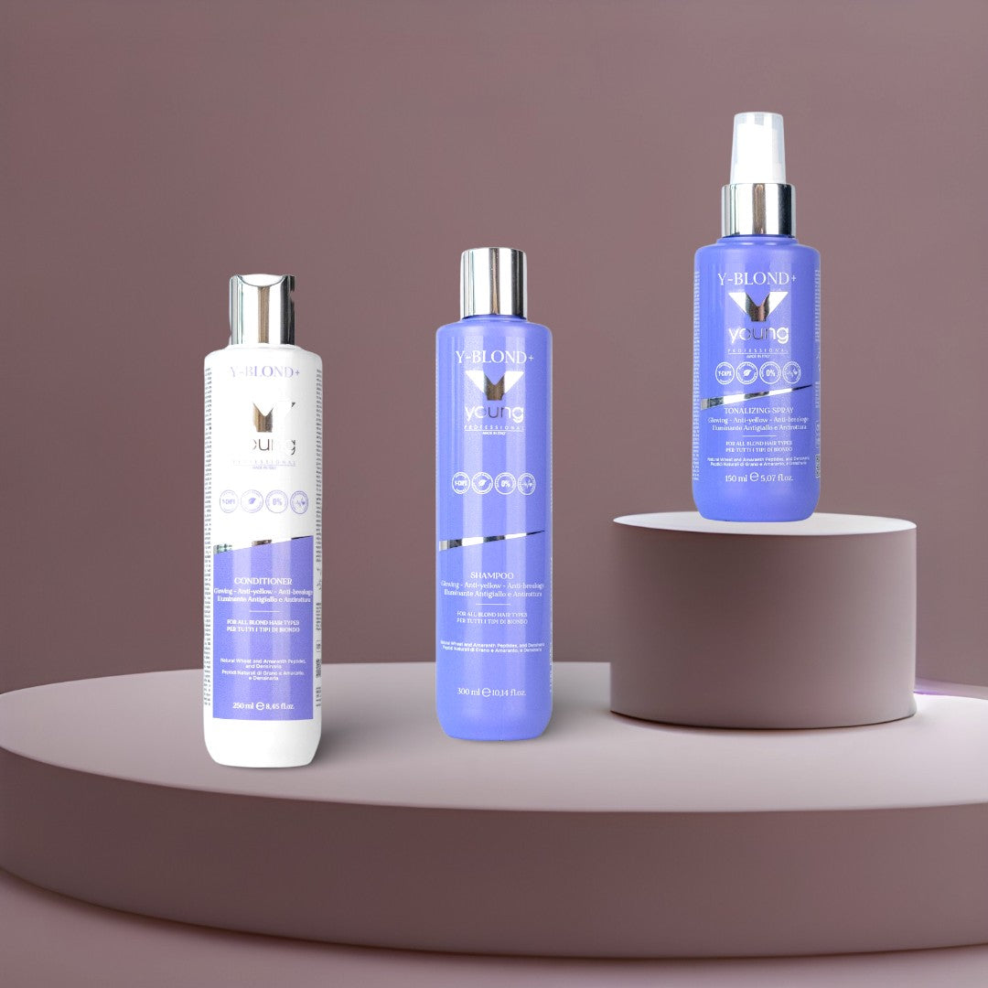 Set Y-Blond Șampon Neutralizare Galben + Balsam + Spray Tonizant