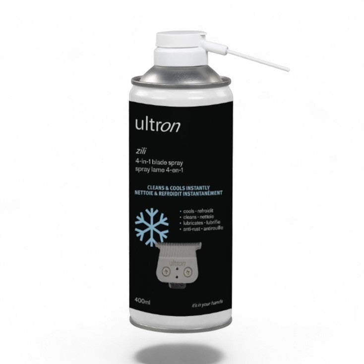 Spray profesional ULTRON pentru curățarea și lubrifierea lamelor mașinilor de tuns