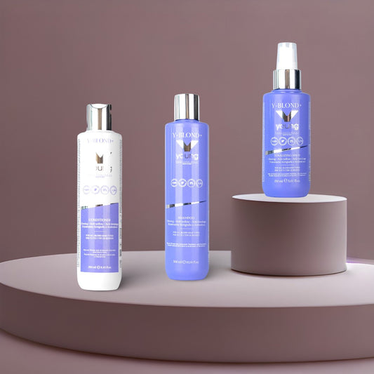 Set Y-Blond Șampon Neutralizare Galben + Balsam + Spray Tonizant