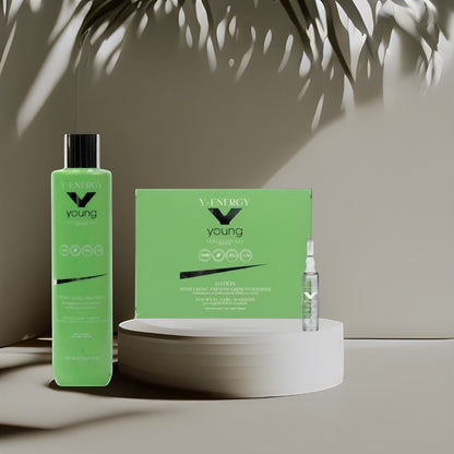 Set Y-Energy anticădere – șampon 300 ml și fiole 12x10 ml pentru prevenirea căderii părului – John Hair