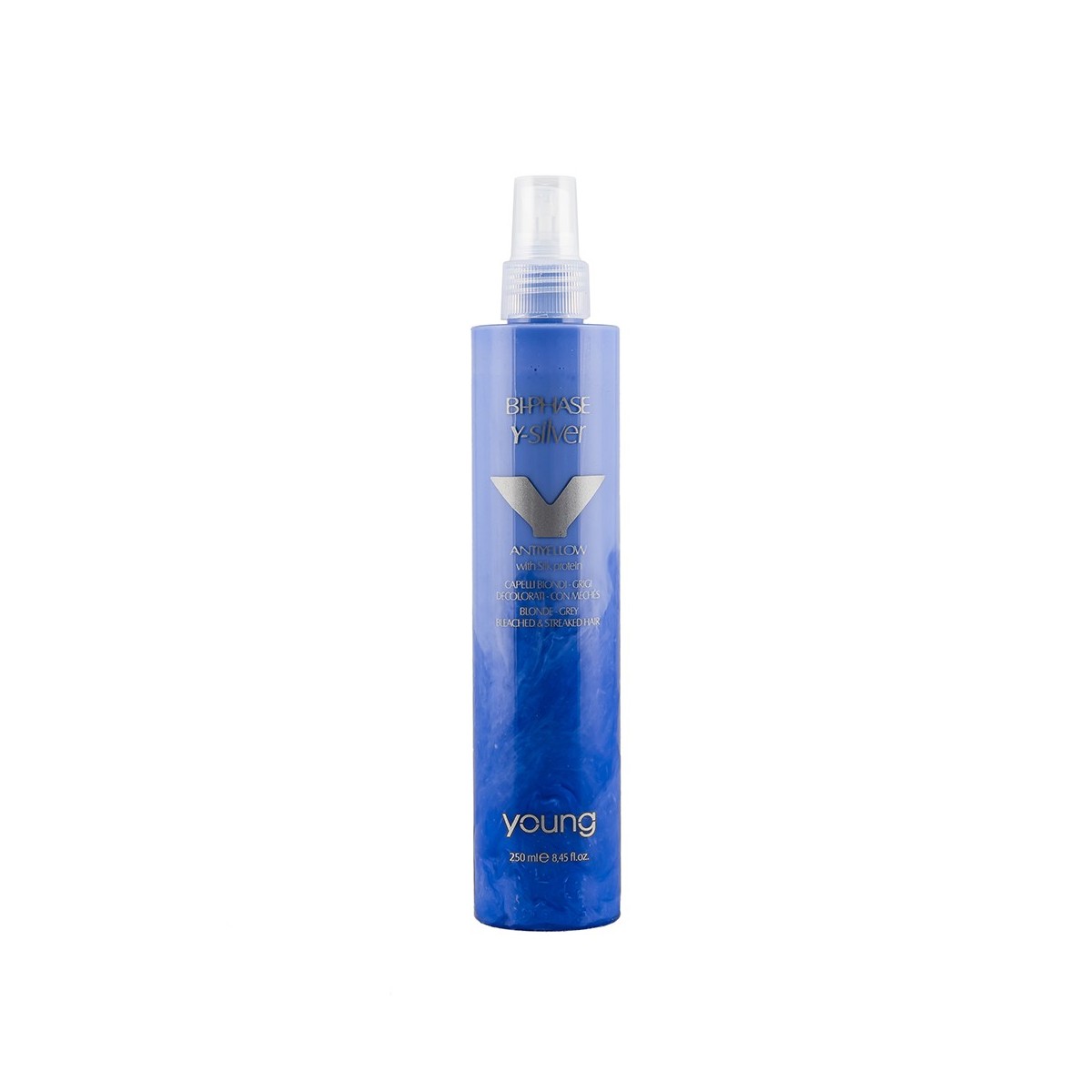 Spray pentru eliminarea tonurile de galben nedorite, fără clătire YOUNG BI-PHASE Y-SILVER 250 ML - John Hair #